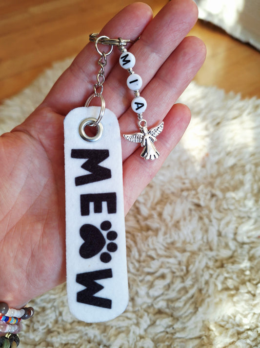 Hang-Tag Katzen Schlüsselanhänger aus Filz mit Spruch, personalisierbar
