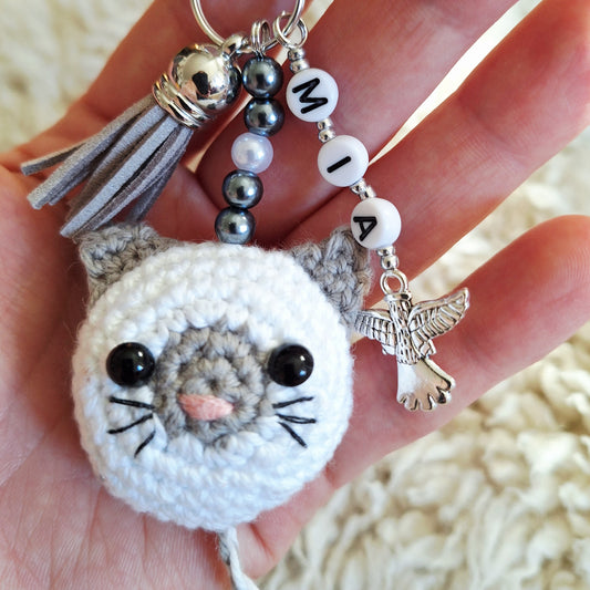 Amigurumi Katzen Schlüsselanhänger, personalisierbar in verschiedenen Farben